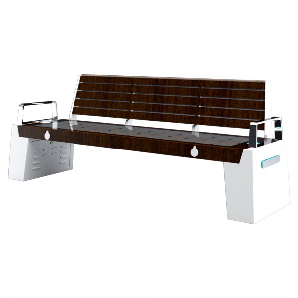 PANCHINA SMART INOX WHITE1 CON SCHIENALE DIM CM 195 X 48 X 77 (H)