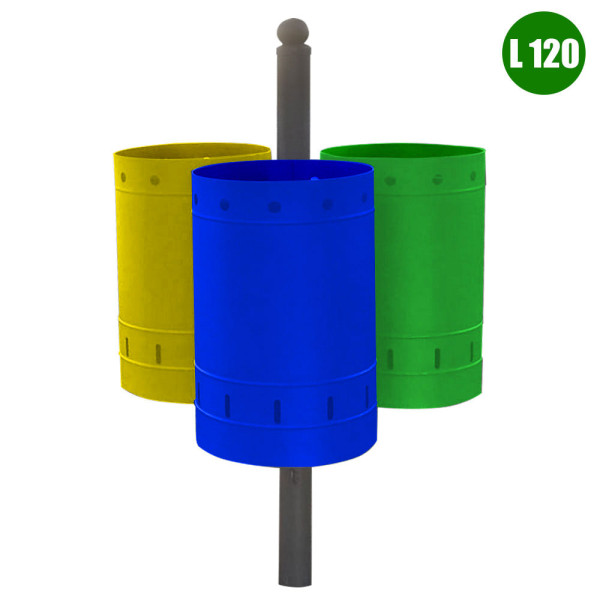 SET 3 CESTINI PER RICICLO COLORATI CM 69 X 69 X 150 (H) 120 LITRI