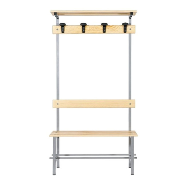 PANCA SPOGLIATOIO CON APPENDINI E DOGHE IN LEGNO DIM CM 100 X 39  X 200 (H)