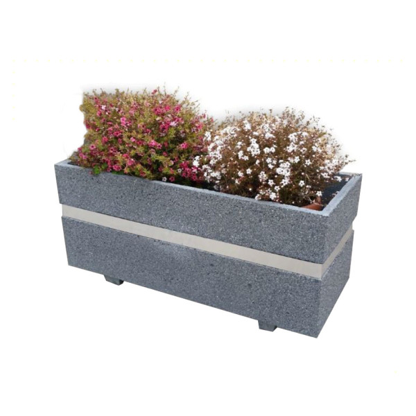 FIORIERA RETTANGOLARE 100 IN CEMENTO VIBRATO CON FASCIA CM 100 X 40 X 46 (H) COLORE SABBIATO GRIGIO
