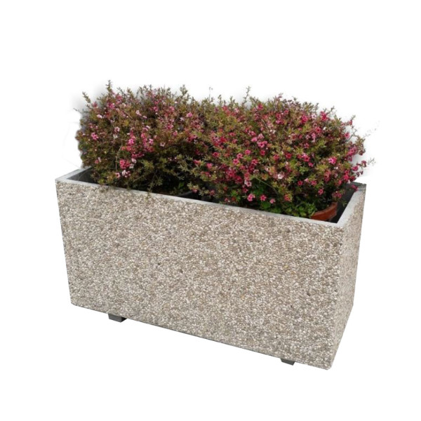 FIORIERA RETTANGOLARE BASE IN CEMENTO VIBRATO CM 100 X 40 X 56 (H) COLORE SABBIATO GRIGIO