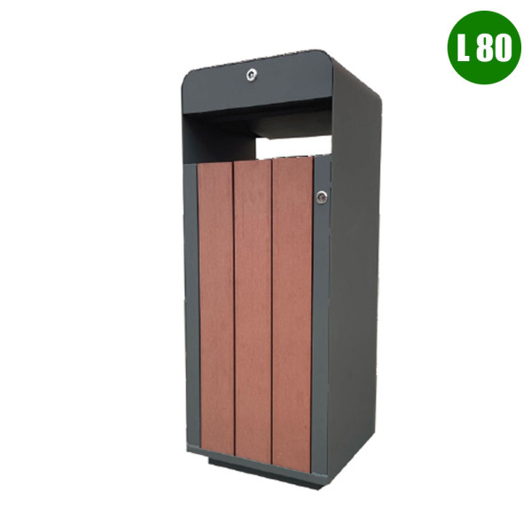 CESTINO ECO WOOD CON POSACENERE CM 40 X 35 X 100 (H) 80 LITRI