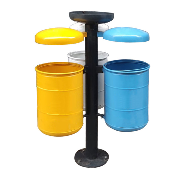 SET CESTINI RACCOLTA DIFFERENZIATO CON POSACENERE DIM CM 70 X 70 X 110 (H) 120 LITRI