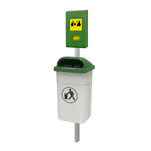 CONTENITORE DEIEZIONI 50L CON DISTRIBUTORE SACCHETTI IN HDPE DIM CM 43 X 36 X 160 (H)