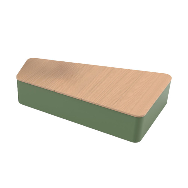 PANCHINA MONOBLOCCO IN ACCIAIO CON SEDUTA IN LEGNO CM 205 X 111 X 44 (H)