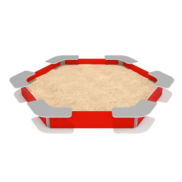 SABBIERA ESAGONALE IN POLIETILENE CON SEDUTE CM 358 X 318 X 37 (H)