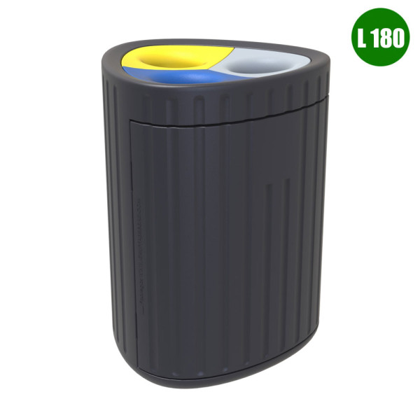 CESTINO IN POLIETILENE A 3 FORI PER RACCOLTA DIFFERENZIATA DIM CM 67 X 66 X 90 (H) 180 LITRI