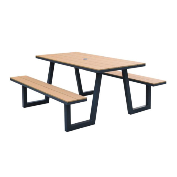 PANCA PICNIC URBAN CON SEDUTE E PIANO IN PLASTICA LEGNO E STUTTURA IN METALLO CM 180 X 180 X 76 (H)