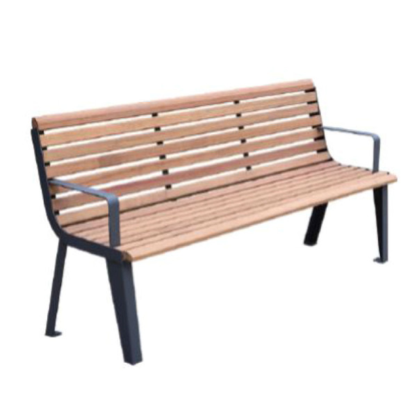 PANCHINA WAVE STRUTTURA IN METALLO E DOGHE IN LEGNO JATOBA CM 180 X 60 X 80 (H)