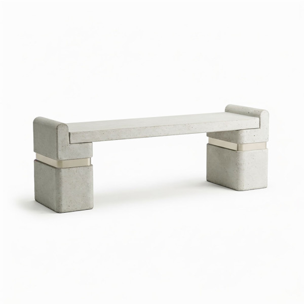 PANCHINA IN CEMENTO ARMATO E VIBRATO COLORE SABBIATO GRIGIO CM 180 X 38 X 46 (H)