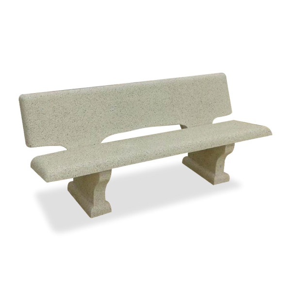 PANCHINA IN CEMENTO ARMATO VIBRATO CON SCHIENALE CM 170 X 75 X 76 (H) COLORE SABBIATO GRIGIO