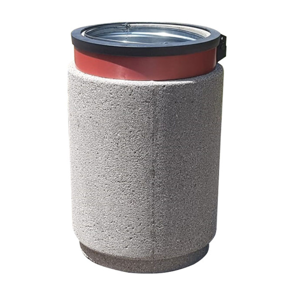 CESTINO IN CEMENTO TONDO CON CONTENITORE IN LAMIERA ZINCATA - DIAMETRO 500 MM - ALTEZZA 760 MM COLORE SABBIATO GRIGIO