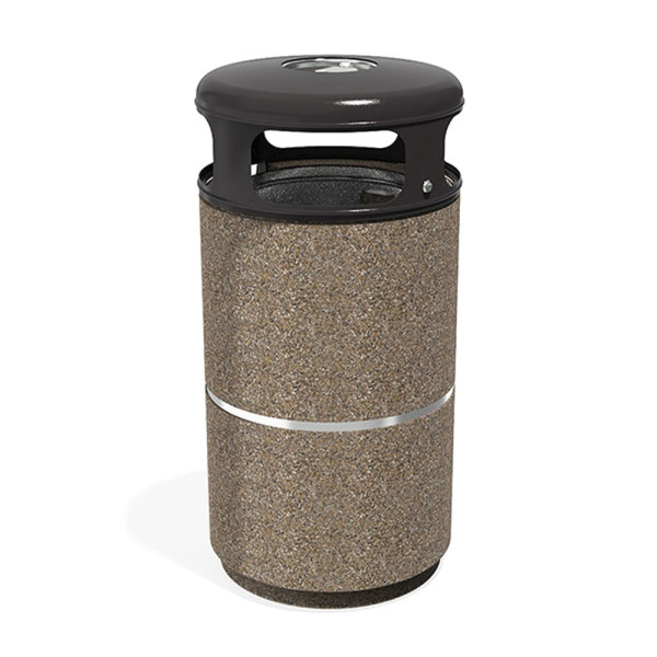 CESTINO RING IN CEMENTO CON COPERTURA IN METALLO CM 50 X 50 X 101,5 (H) COLORE SABBIATO GRIGIO