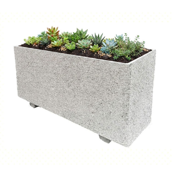 FIORIERA RETTANGOLARE SLIM IN CEMENTO VIBRATO CM 100 X 33 X 56 (H) COLORE SABBIATO GRIGIO