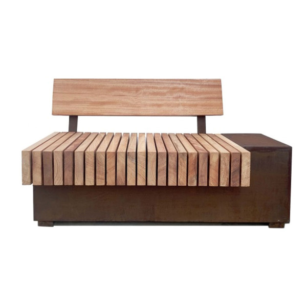 PANCHINA CORTEN WOOD CON SCHIENALE CM 110 X 48 X 72 (H)