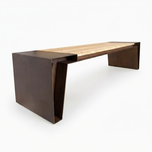 PANCA CORTEN NATURA CON SCHIENALE CM 180 X 53 X 45 (H)