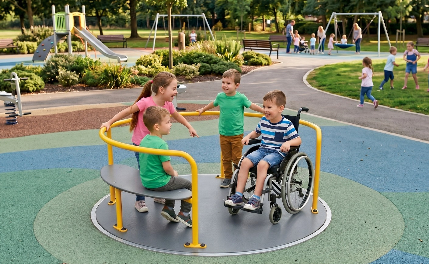 Giochi da Giardino Inclusivi per Spazi Pubblici : Il Successo di Spinner e Giostre Girevoli nell’Arredo Urbano